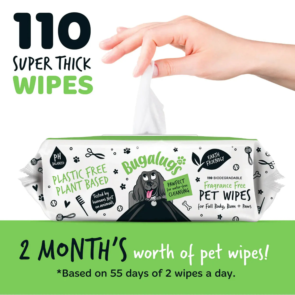 Bugalugs Fragrance Free Dog Wipes Bugalugs