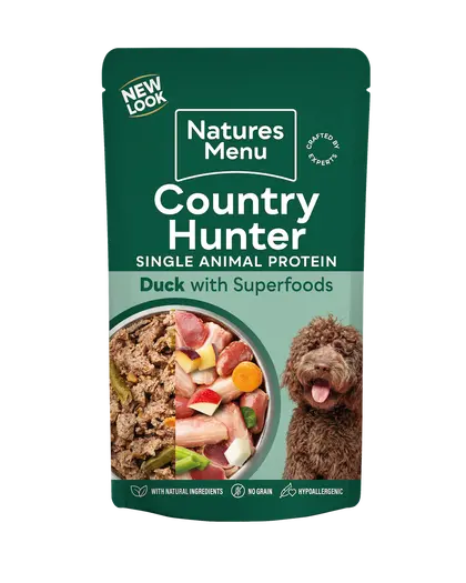 Natures Menu Country Hunter 80% Succulent Duck Pouches 150g Natures Menu