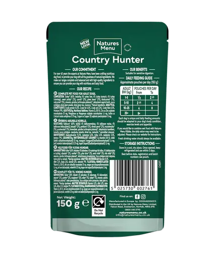 Natures Menu Country Hunter 80% Farm Reared Turkey Pouches 150g Natures Menu