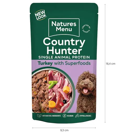 Natures Menu Country Hunter 80% Farm Reared Turkey Pouches 150g Natures Menu
