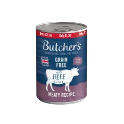 Butcher's Beef & Liver Chunks in Jelly Dog Food Can