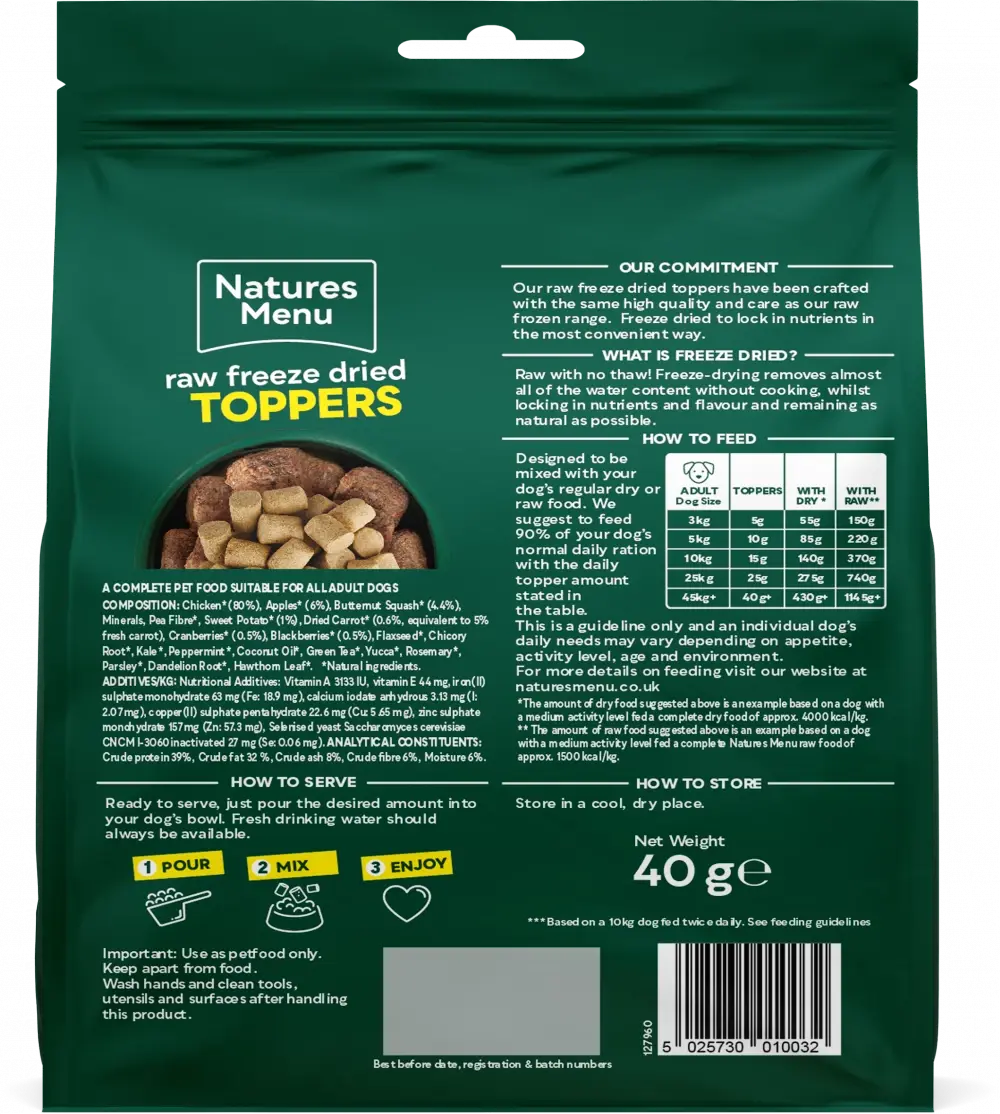 Natures Menu Raw Freeze Dried Chicken Toppers Natures Menu