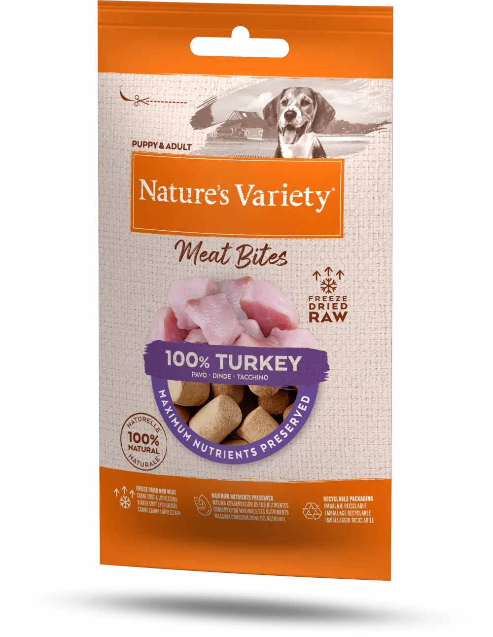 Natures Variety Freeze Dried Turkey Meat Bites - Birdham Animal Feeds