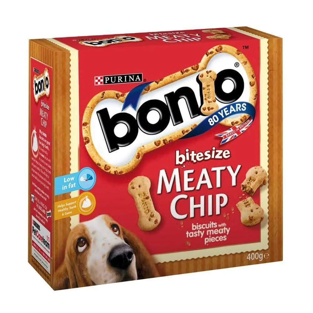 Bonio Meaty Chip Bitesize Dog Biscuits 400g - Birdham Animal Feeds
