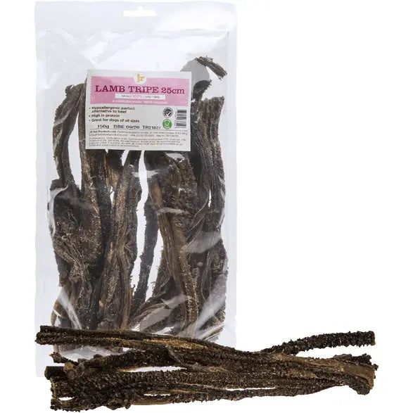 Natural Lamb Tripe Treats 25cm 150g - Birdham Animal Feeds