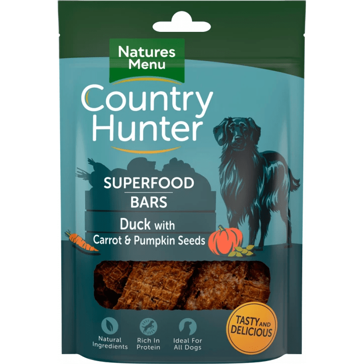 Country Hunter Superfood Bars Duck with Carrot and Pumpkin Seeds 100g  - Birdham Animal Feeds