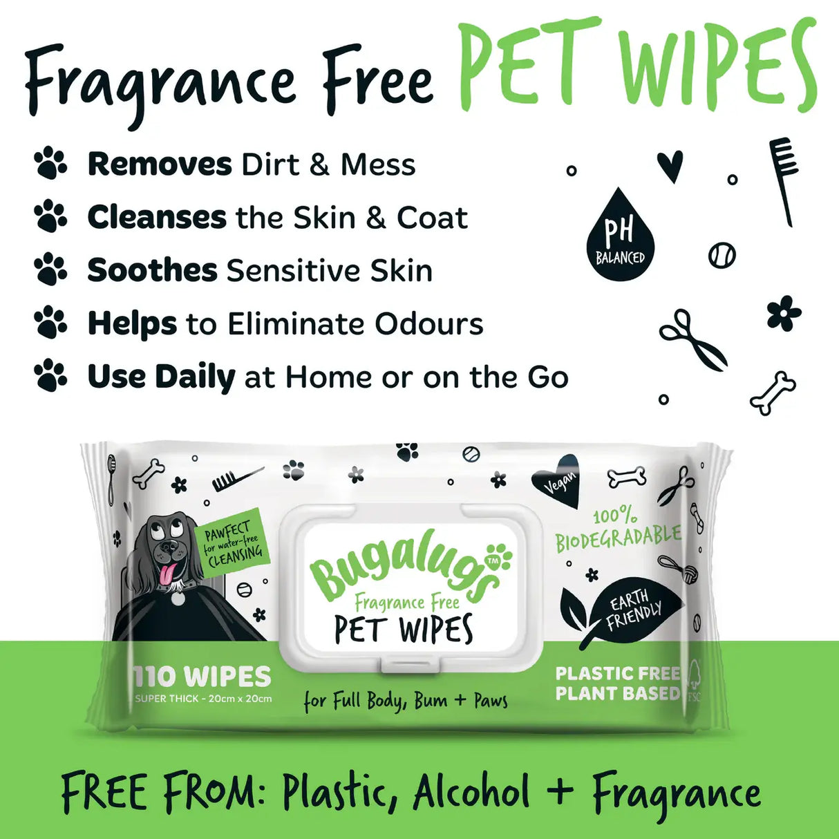Bugalugs Fragrance Free Dog Wipes Bugalugs