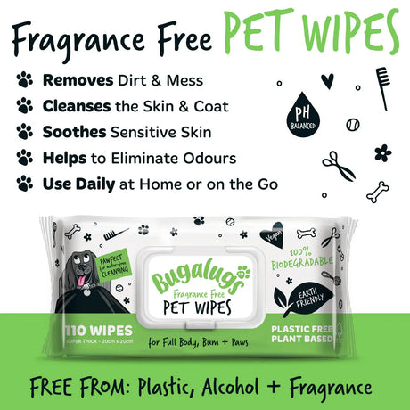 Bugalugs Fragrance Free Dog Wipes Bugalugs