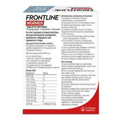 Frontline Wormer Tablets For Dogs - Birdham Animal Feeds