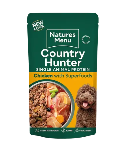 Natures Menu Country Hunter 80% Free Range Chicken Pouches 150g Natures Menu