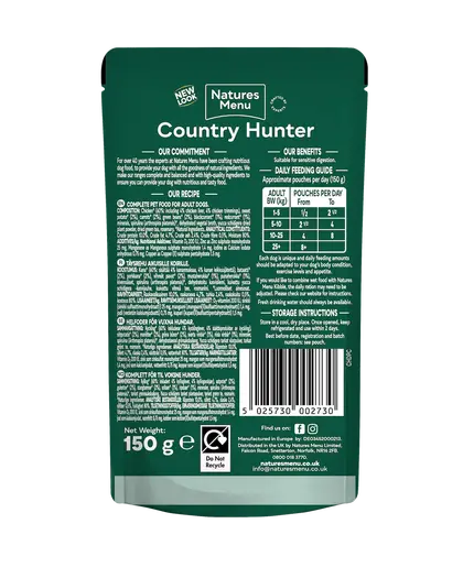 Natures Menu Country Hunter 80% Free Range Chicken Pouches 150g Natures Menu