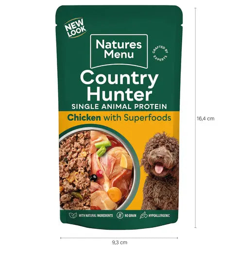 Natures Menu Country Hunter 80% Free Range Chicken Pouches 150g Natures Menu