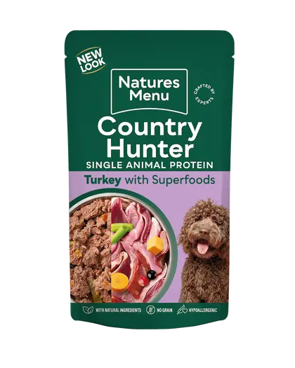 Natures Menu Country Hunter 80% Farm Reared Turkey Pouches 150g Natures Menu