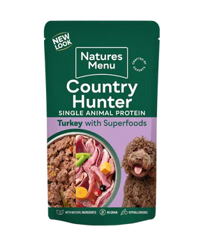 Natures Menu Country Hunter 80% Farm Reared Turkey Pouches 150g Natures Menu
