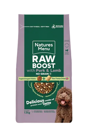 Natures Menu Pork and Lamb Raw Boost 1.5KG Birdham Animal Feeds