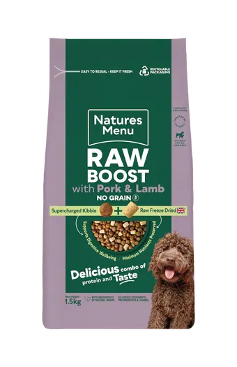 Natures Menu Pork and Lamb Raw Boost 1.5KG Birdham Animal Feeds