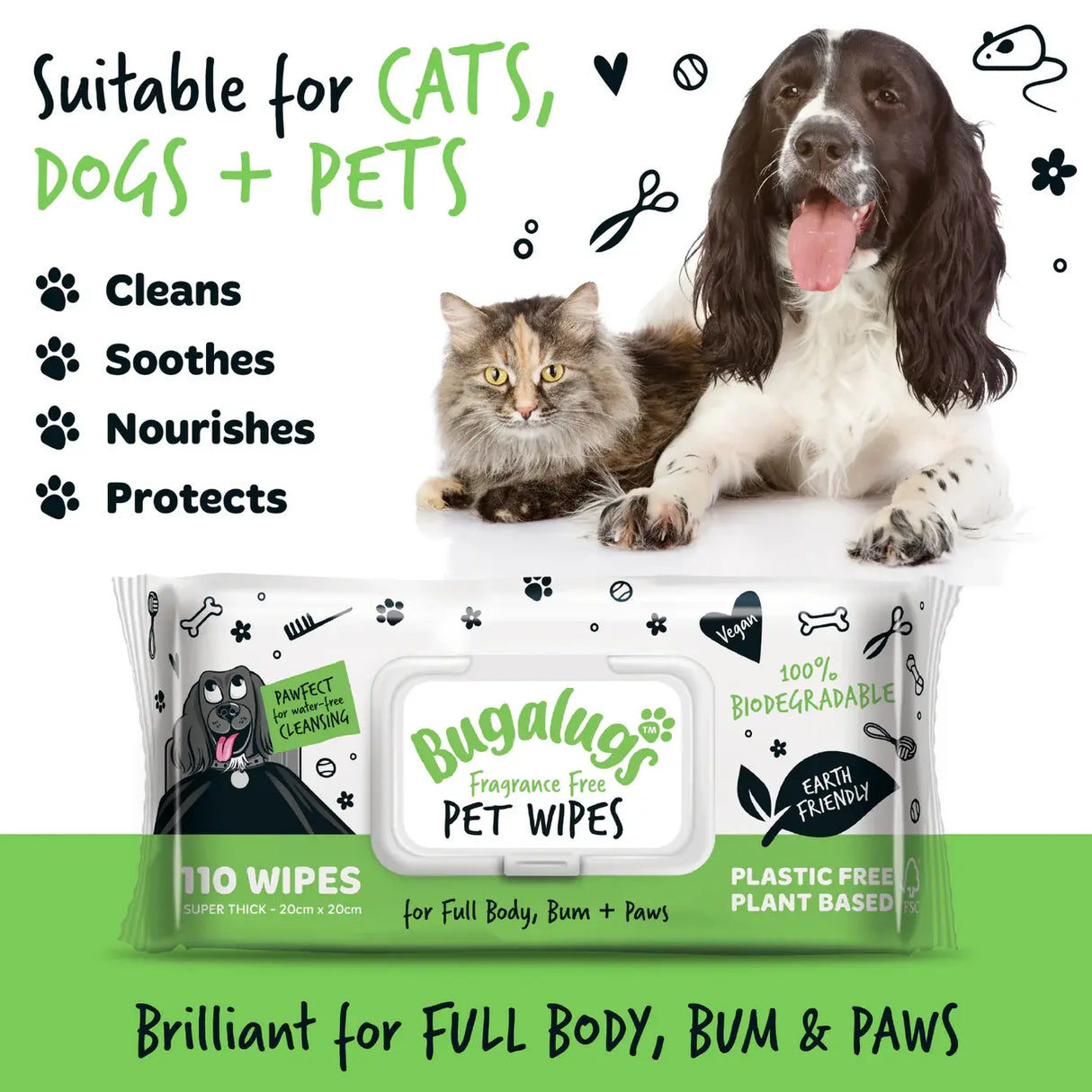 Bugalugs Fragrance Free Dog Wipes Bugalugs
