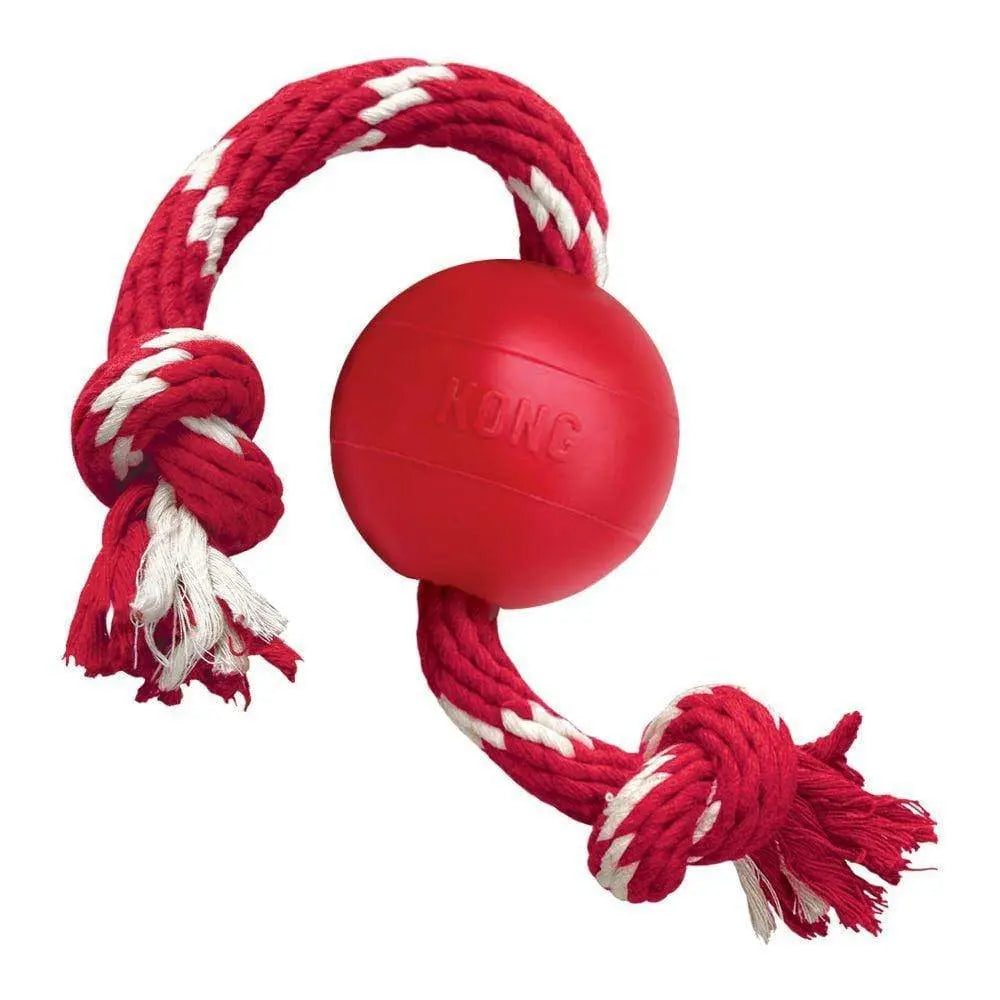 Kong Ball with Rope Dog Toy  - Birdham Animal Feeds